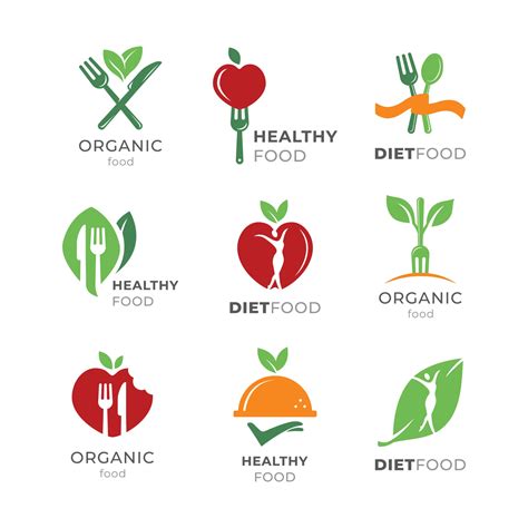 Healthy Food Simple Logo Set Vector Art At Vecteezy