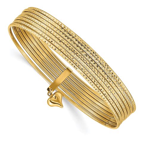 Icecarats 14kt Yellow Gold Slip On 7 Bangles Bracelet Cuff Expandable