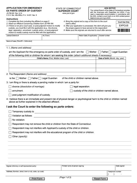 Emergency Ex Parte Custody Form Fill Online Printable Fillable