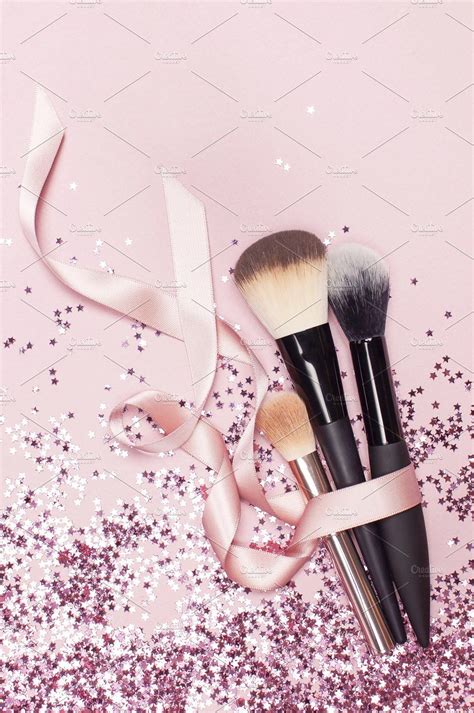 Free Download Different Cosmetic Makeup Brushes Flatlay Makeup Pink