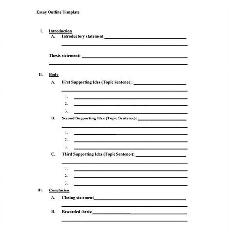 Sample Blank Outline Template For Creating Document Or Project Room