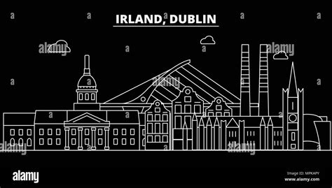 Dublin Silhouette Skyline Ireland Dublin Vector City Irish Linear