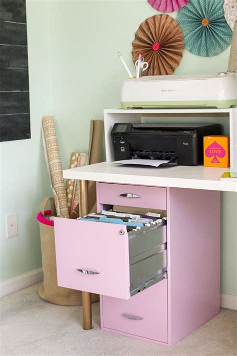 Facebook, speaker (don't include color names, only english). A Bubblegum Pink Filing Cabinet » Dream Green DIY