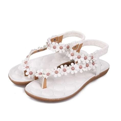 Womens Fashion Sweet Summer Bohemia Sweet Beaded Sandals Clip Toe Sandals Beach Shoes
