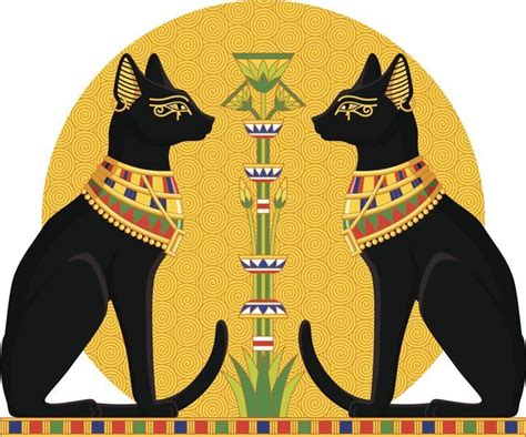 Egyptian Cats With Papyrus Egyptian Drawings Egyptian Cat Tattoos