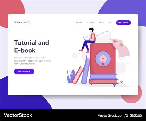 Landing Page Template Tutorial And E Book Vector Image