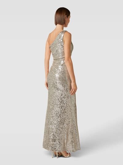 Jake S Cocktail Abendkleid Mit One Shoulder Tr Ger Sand Meliert