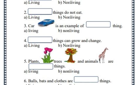 Grade 1 Science Living And Nonliving Things Printable Worksheets Lets