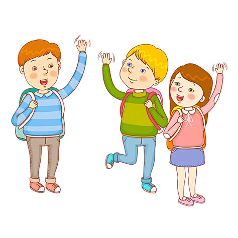 Children Waving Goodbye Clipart Happy Children Illustration Trova