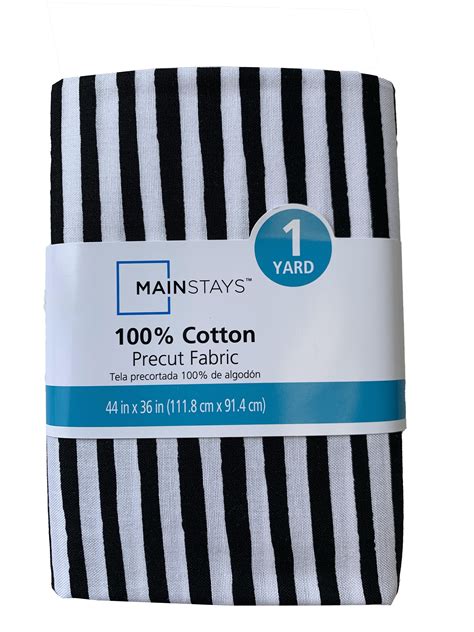 Mainstays 100 Cotton 1 Yard Precut Fabric Black Stripe