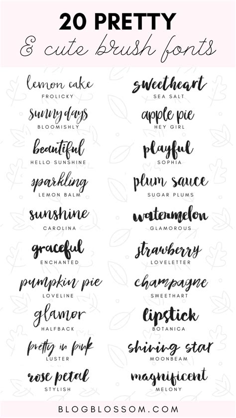 20 Pretty And Cute Brush Fonts Brush Font Blog Font Pretty Fonts