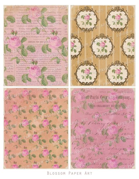 Digital Collage Sheets Printable Vintage Floral Collage Etsy