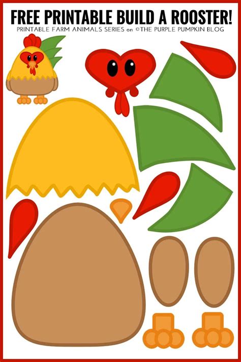 Free Printable Build A Rooster Fun Farm Animals Series