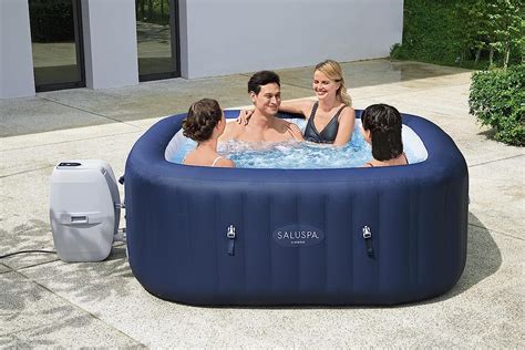 Bestway Hawaii Saluspa 6 Person Inflatable Square Outdoor Hot Tub With 114 Soothing Airjets