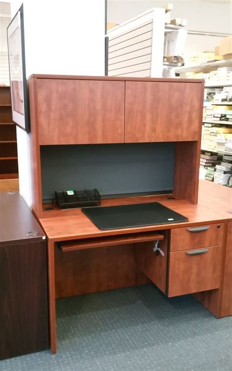 • computer desk with a hutch. Office Source Desk w/ Box/File, Tack Board, Keyboard Tray ...