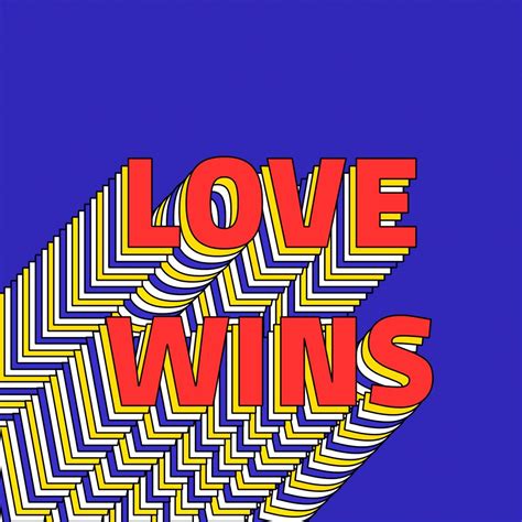 Love Wins Layered Text Retro Typography On Blue Free Image By