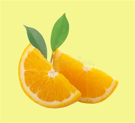 Orange Fruit Slice Isolate On Background With Clipping Path Stock
