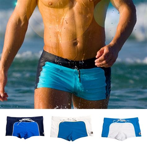 E0359 Mens Swimming Trunks Beach Swim Cool Slim Sexy Swimwear Boxer