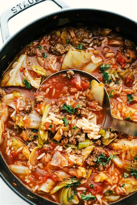 Stuffed Cabbage Soup Ready In Minutes Cabbage Soup Recipes Soup With Ground Beef Ground
