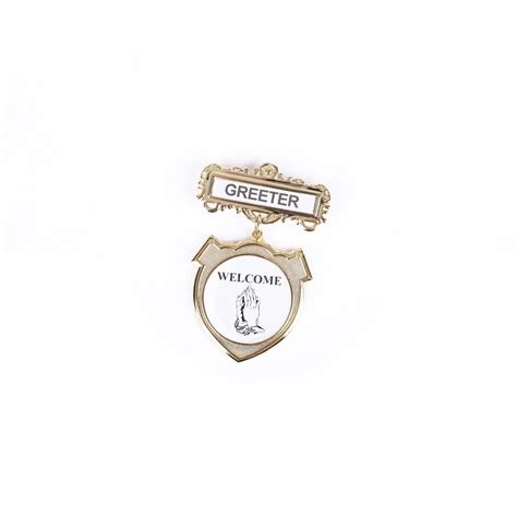 Badge Shield Greeter Praying Hands Welcome Pin Swanson Christian Products