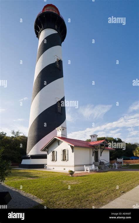 Black And White Striped Lighthouse At St Augustine Florida Usa On