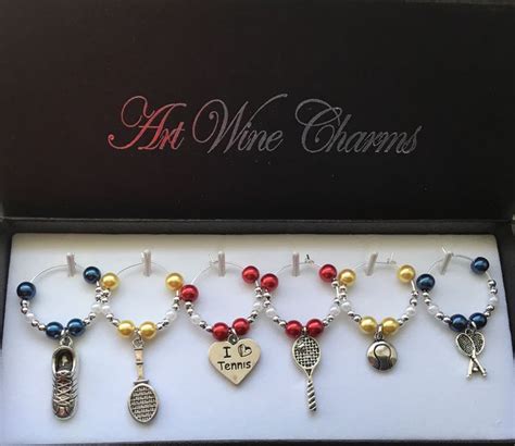6 Tennis Themed Wine Charms Tennis Coach T Themed Party Etsy