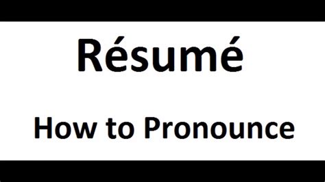 How To Pronounce Résuméhow To Say Résumérésumé Pronunciation