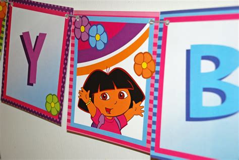 Dora The Explorer Birthday Banner Dora And Flowers Etsy