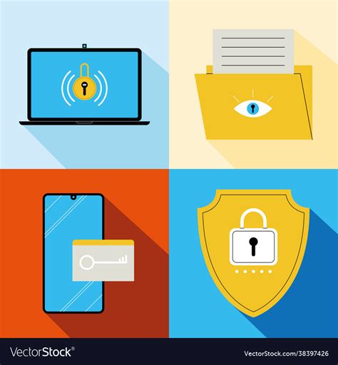 Four Cybersecurity Icons Royalty Free Vector Image