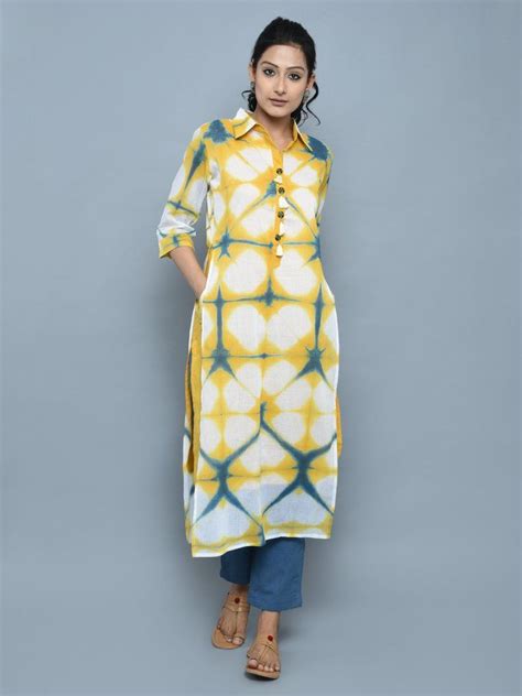 The shoulders are what you'd expect on a halter style dress, cut in a bit. White Mustard Tie and Dye Cotton Convertible Shirt Kurta ...