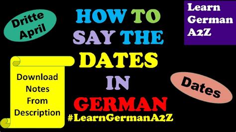 How To Say The Dates In German Lesson 10a1learn German Free
