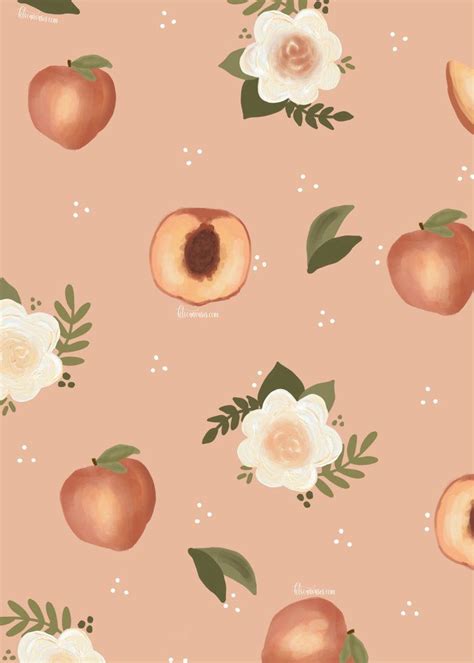Peaches And Florals Wallpaper Peach Wallpaper Peach Art Wallpaper