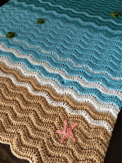 Bring The Beach To Your Home With A Crochet Ocean Inspired Blanket In