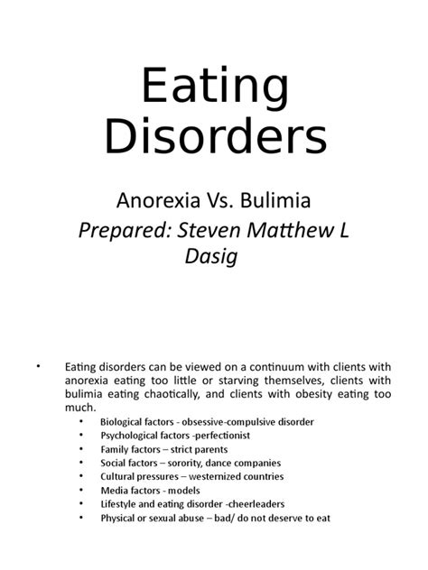Anorexia Vs Bulimia Pdf Eating Disorder Anorexia Nervosa