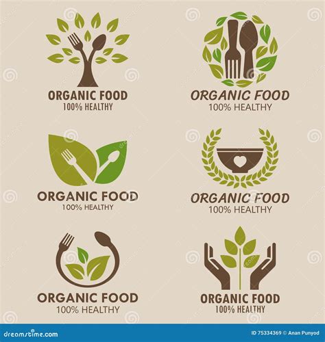 Organic Food Logo Or Health Food Logo Vector Set Design Illustration
