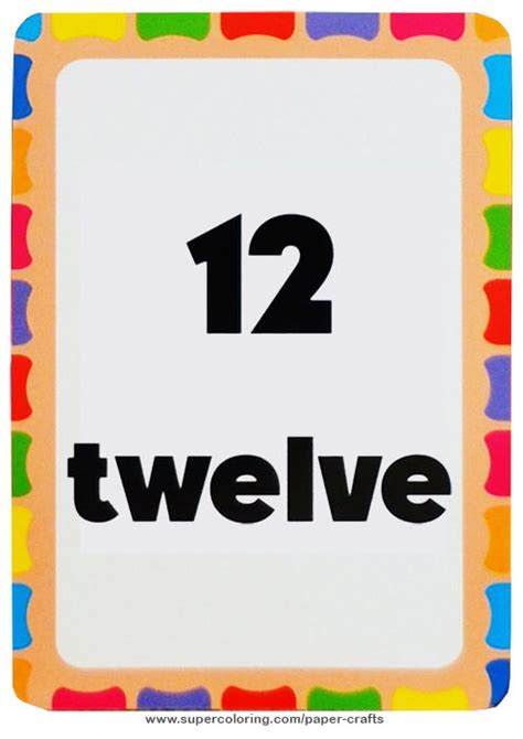 Flashcard With Number Twelve Printable Template Free Printable