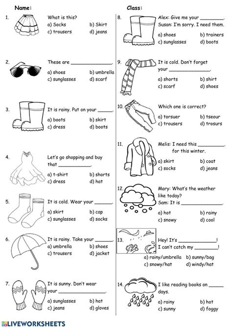 Weather And Clothes Interactive And Downloadable Worksheet You Can Do