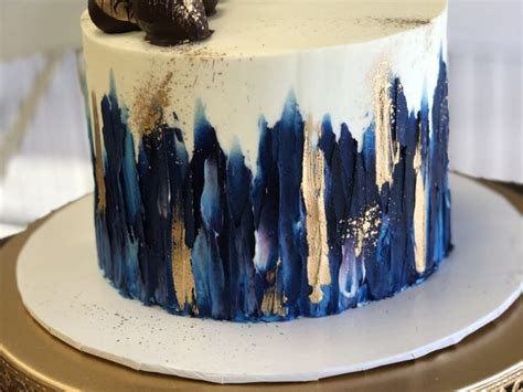 Buttercream Male Blue Birthday Cake Navy Blue Drip Cake Drip Cakes