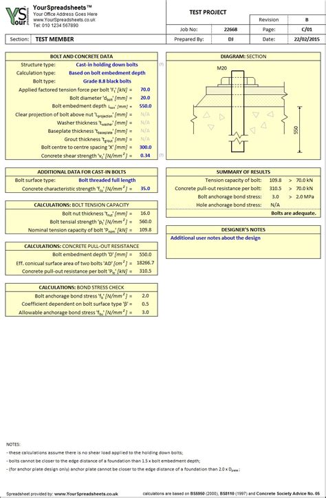 Aci 318 14 Anchor Bolt Design Spreadsheet Design Talk