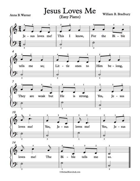 Julie lind, piano tutorial jesus loves me, level 2 with chords, bradbury, arr. Free Piano Arrangement Sheet Music - Jesus Loves Me - Michael Kravchuk