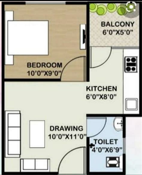 1 Bhk Flat Design Small House Design Plans Small House Design