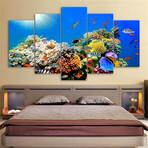 Tropical Sea Coral Reef Nature 5 Panel Canvas Art Wall Decor Canvas