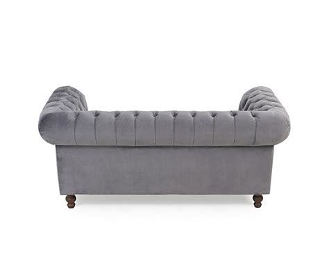 Grey Velvet Fabric 2 Seater Sofa Homegenies