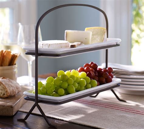 Gabriella 2 Tier Platter Stand White At Pottery Barn Tabletop