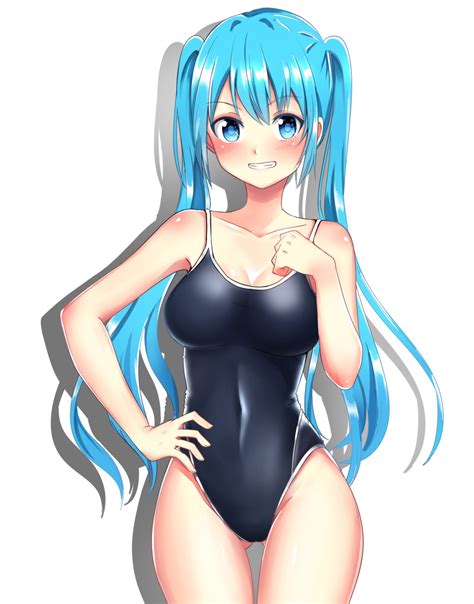 Bullet Vocaloid Hatsune Miku Cleavage School Swimsuit Swimsuits