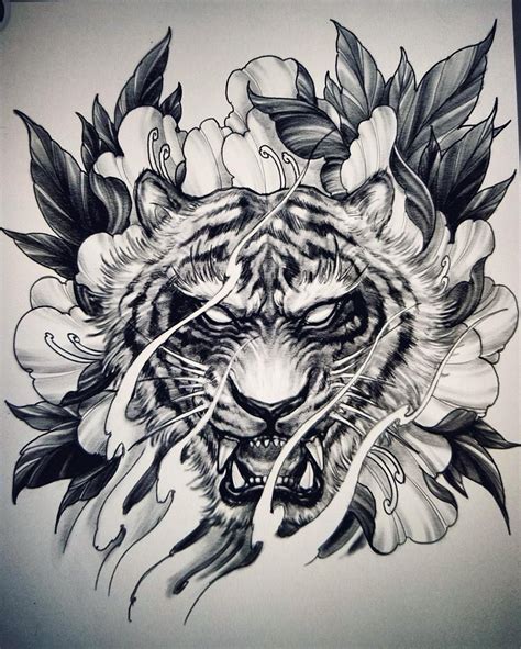 Tiger And Peony Sketch By Davidhoangtattoo Tiger Tattoo Sleeve