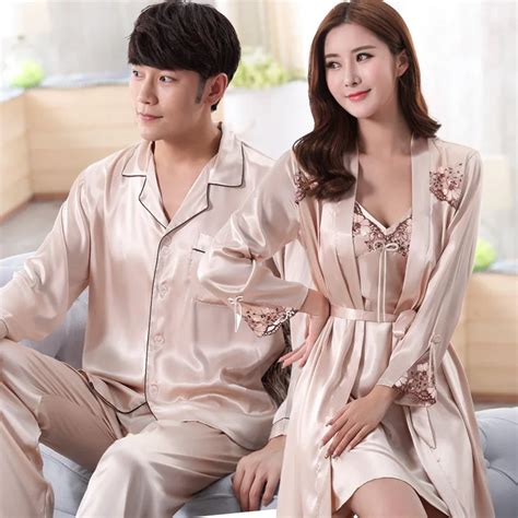 Couples Pajamas Silk Women Summer Home Suit Nightie Sexy Nocturnal Female Homewear Sleepwear