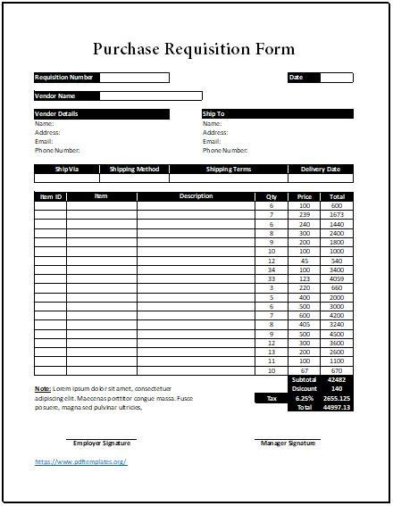 Purchase Requisition Forms Free Fillable Pdf Forms