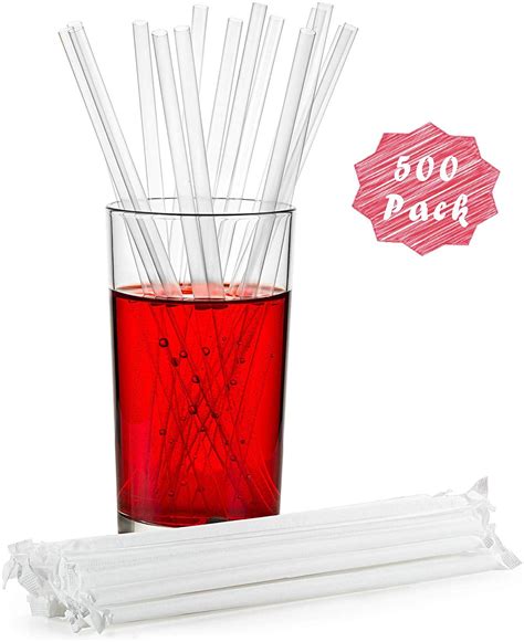 Clear Plastic Straws 500 Pack Individually Wrapped Disposable Straws