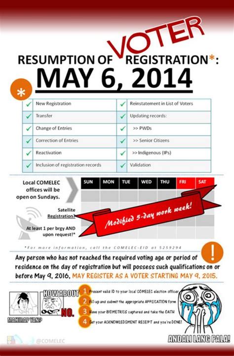 * at least 18 years old; Voter registration for 2016 polls: May 6 2014 to October ...
